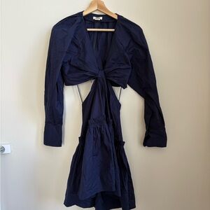 Jason Wu Navy Long Sleeve Mini Dress - Size XS